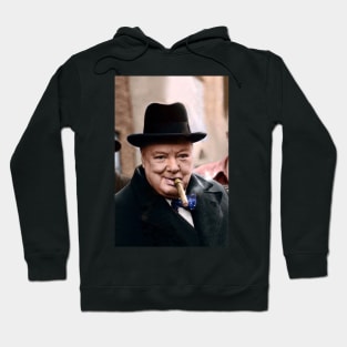 Winston Churchill with Cigar in colour Hoodie